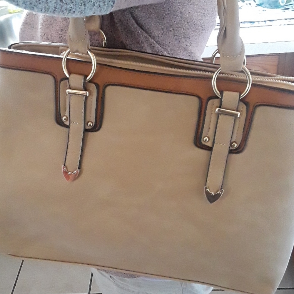 Large Gold Tan Handbag